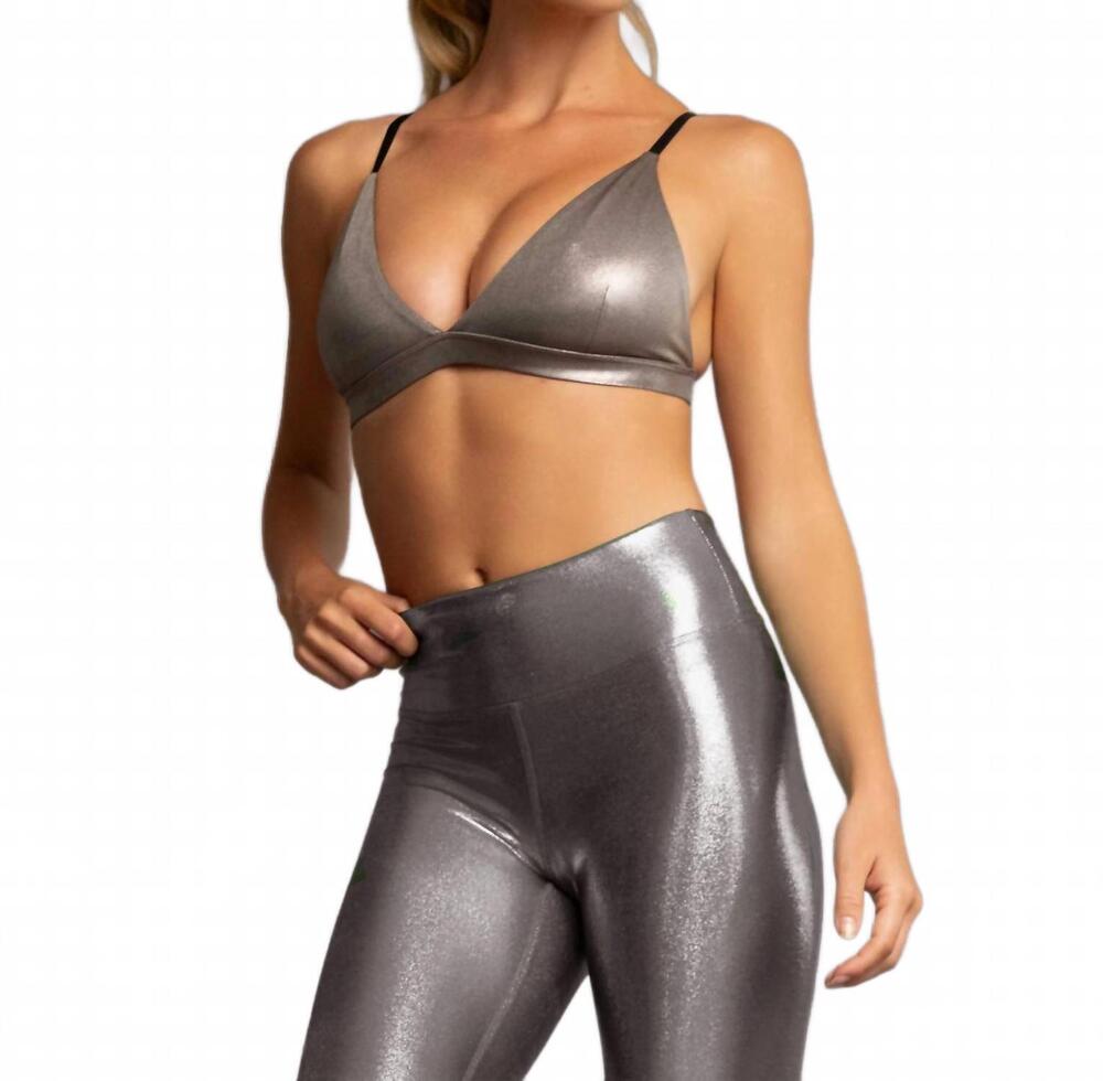 NEW HEROINE SPORT luna metallic bra in chrome